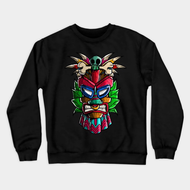 TIKI  MASK cartoon Crewneck Sweatshirt by A Comic Wizard